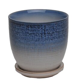 Beatrice Etched Planter 5.5" x 5", Azure Blue
