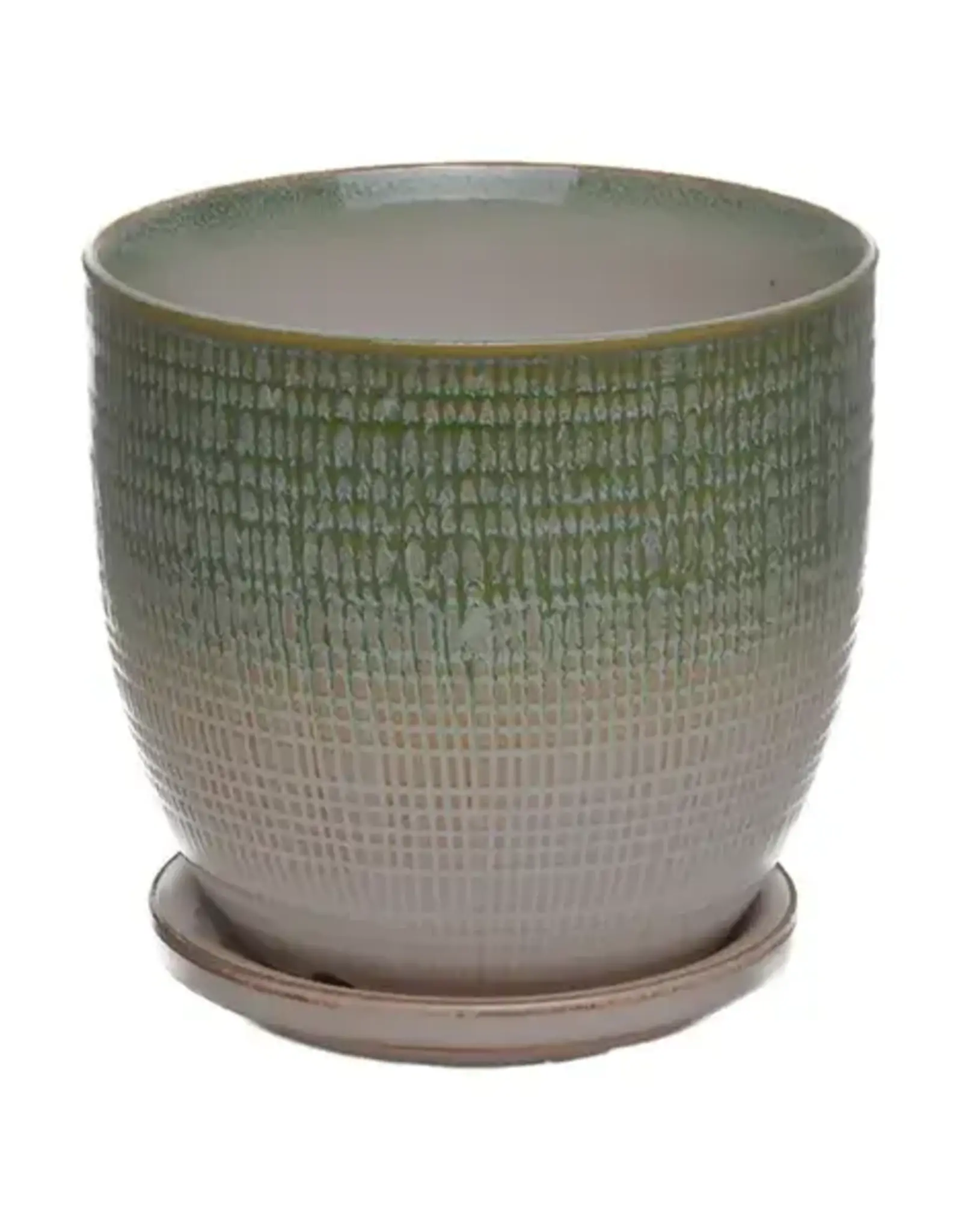 Beatrice Etched Planter 7.6" x 5", Spring Green