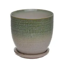 Beatrice Etched Planter 7.6" x 5", Spring Green