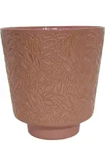 Clarissa Leaf Pot, 5.5" x 6", Bubble Gum