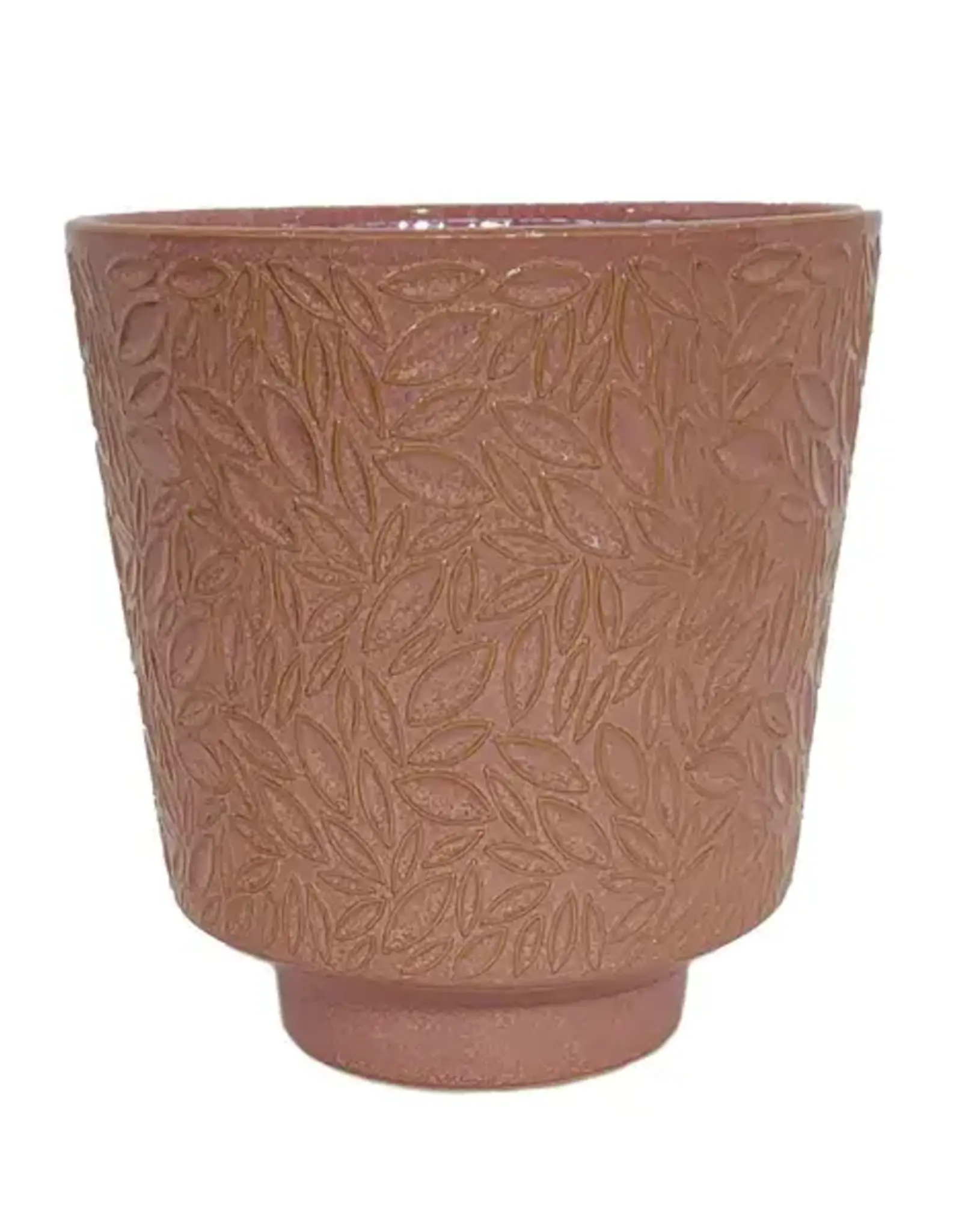 Clarissa Leaf Pot, 5.5" x 6", Bubble Gum