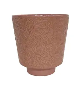 Clarissa Leaf Pot, 5.5" x 6", Bubble Gum
