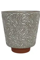 Clarissa Leaf Pot with Terracotta Base, 5.5" x 6", Glazed Chiffon