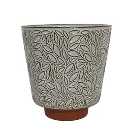 Clarissa Leaf Pot with Terracotta Base, 5.5" x 6", Glazed Chiffon