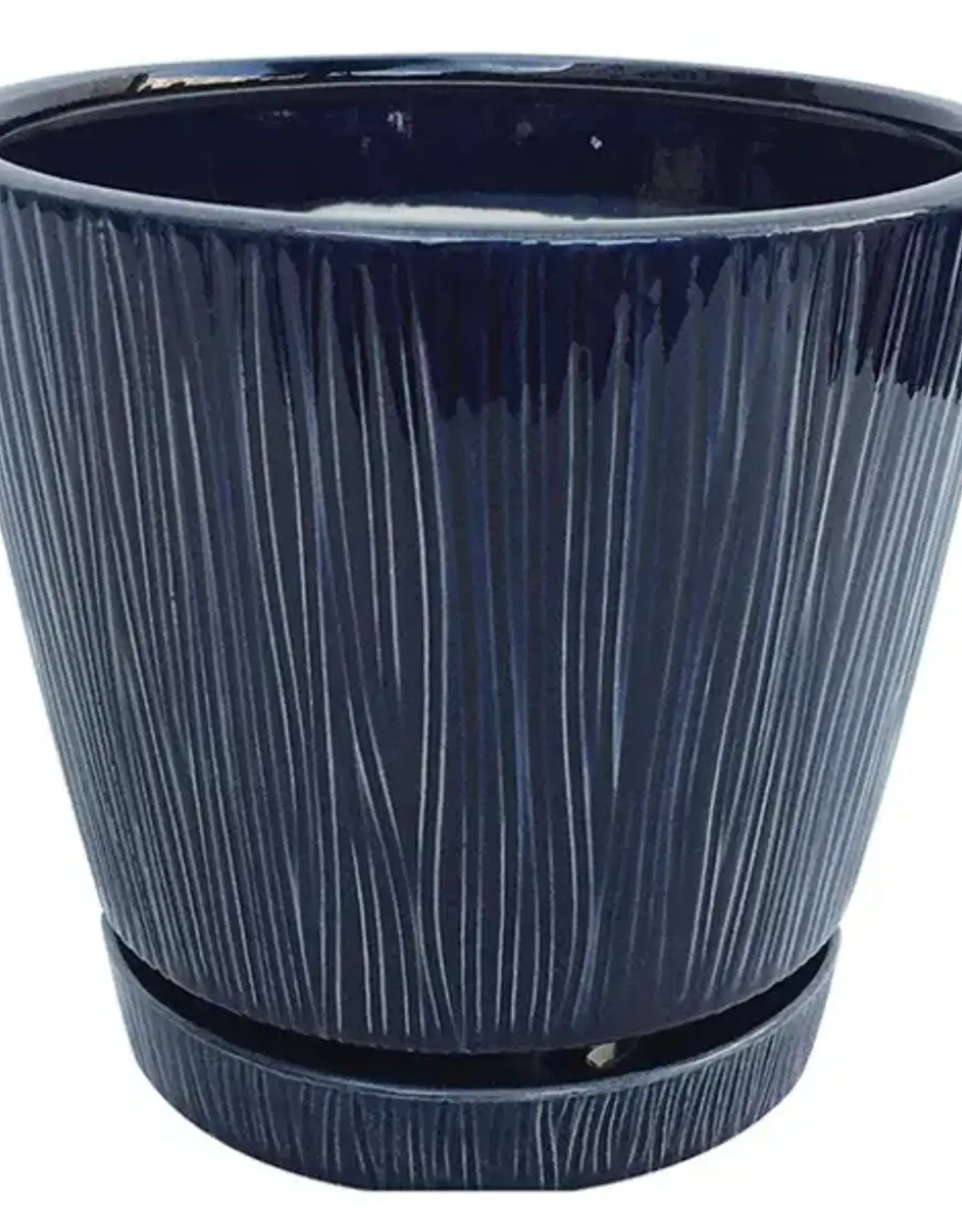 Delica Loom Pot, 8" x 7", Dark Denim