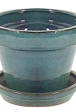Standard Pot with Attached Saucer, 8.25“ x 6.75”, Tropical Blue