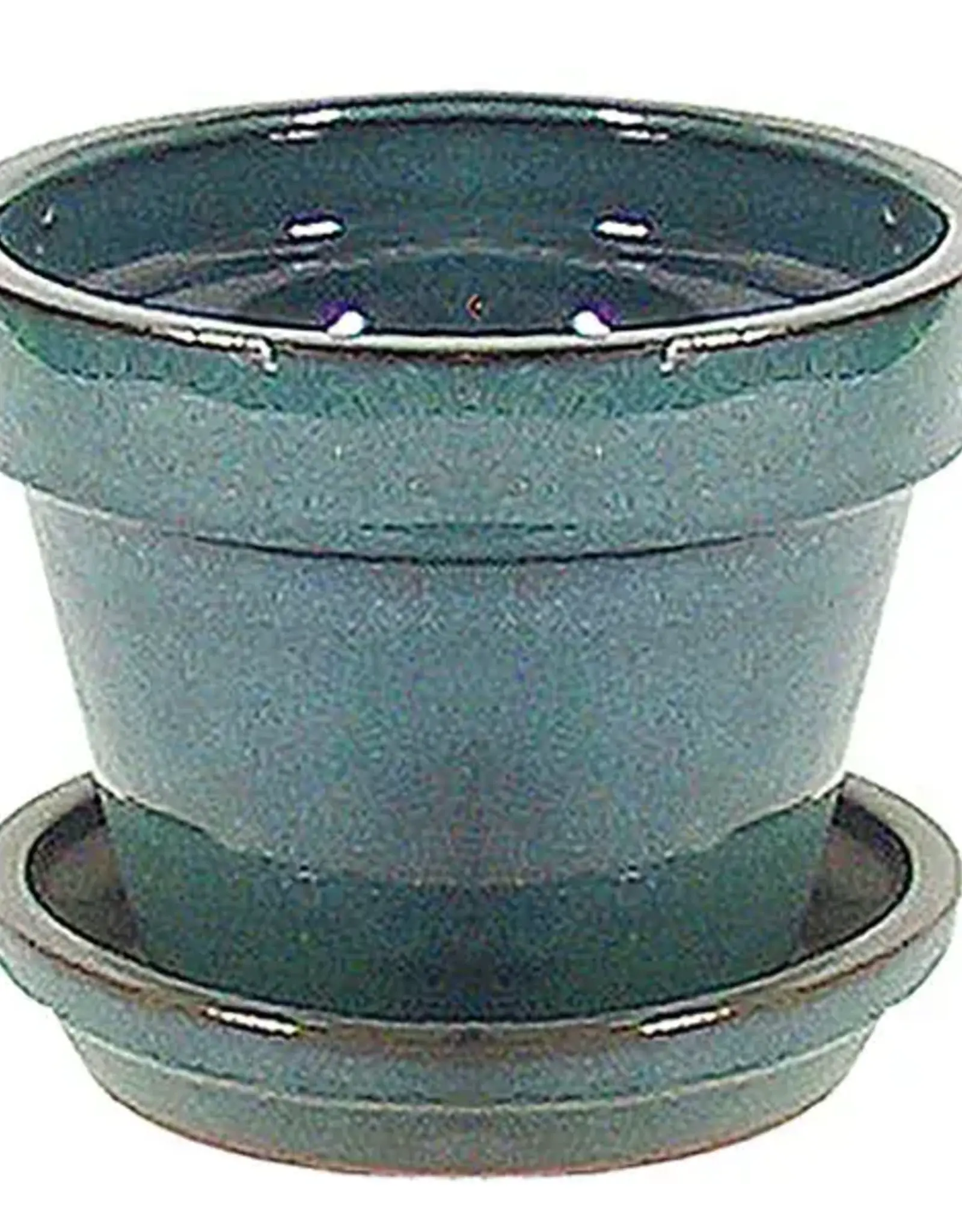 Standard Pot with Attached Saucer, 8.25“ x 6.75”, Tropical Blue