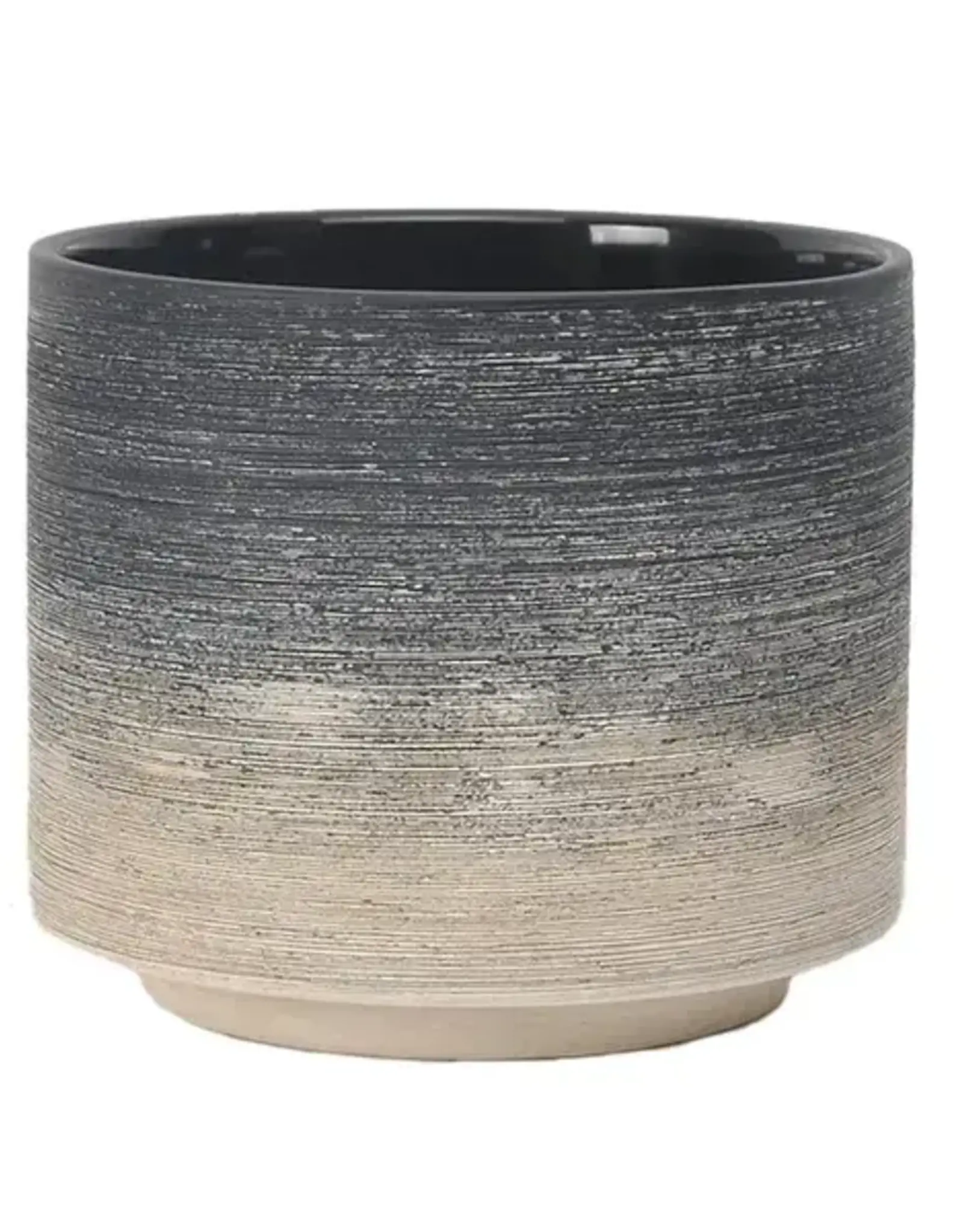 Lucilla Pot, 7'' x 6'', Charcoal / White