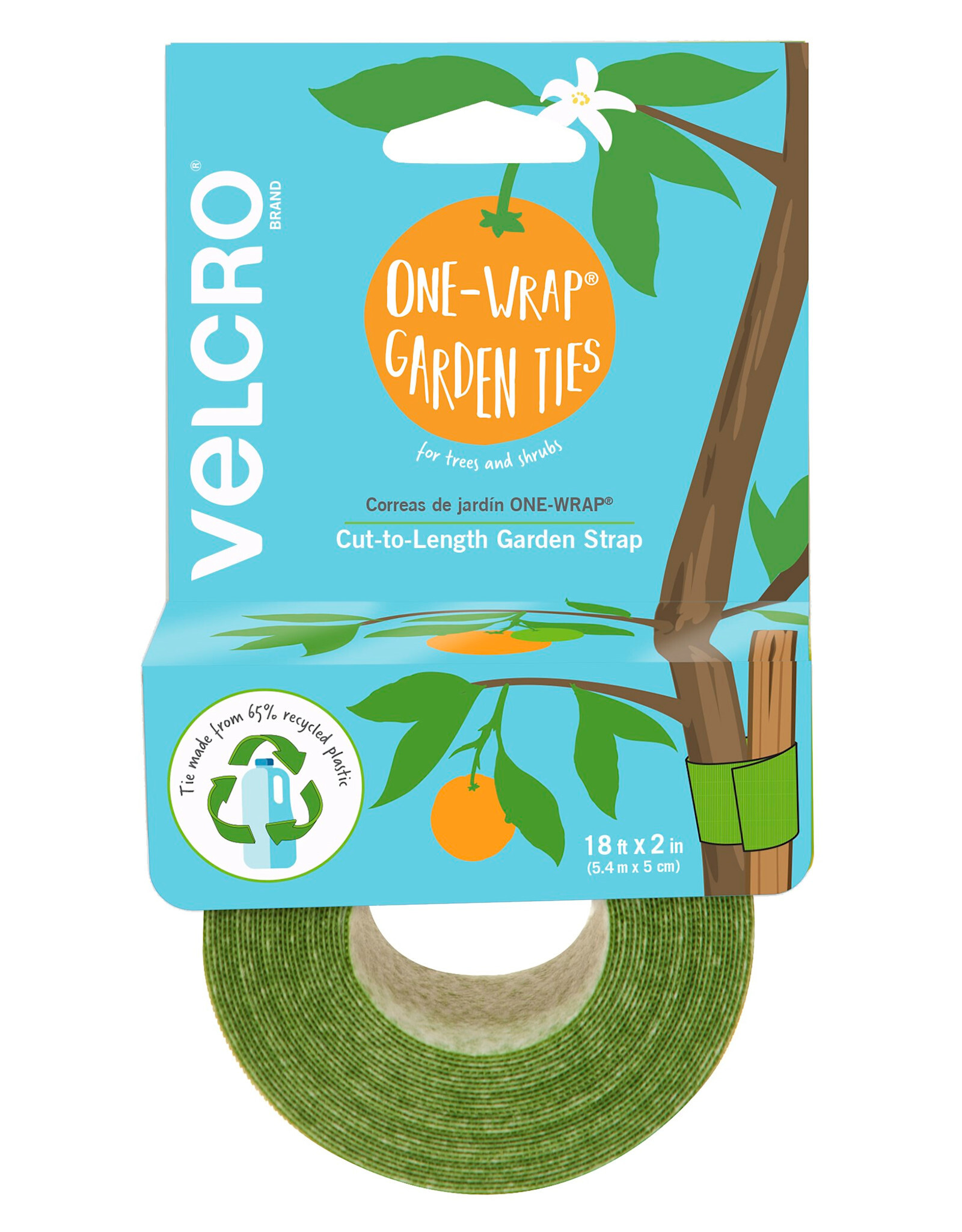Velcro® One-Wrap® Garden Plant Ties  - Green - 2in W x 18ft L - Reusable - Cut to Desired Length