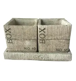 Halstead Double Box Planter, 3.5" x 7", Painted Cement