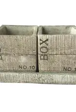 Halstead Double Box Planter, 3.5" x 7", Painted Cement