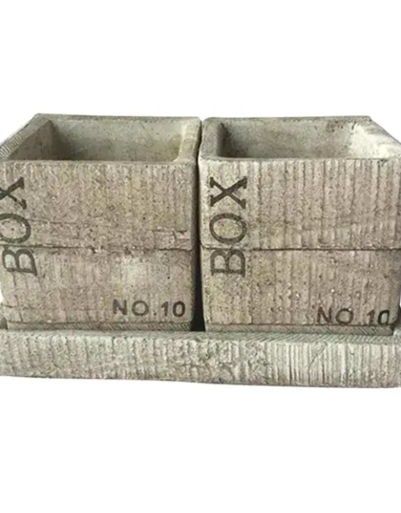 Halstead Double Box Planter, 3.5" x 7", Painted Cement