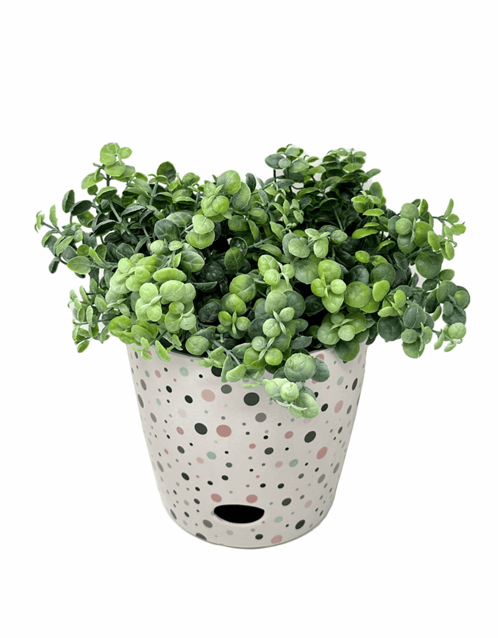 7″ Dots Round Self-Watering Bamboo Pot