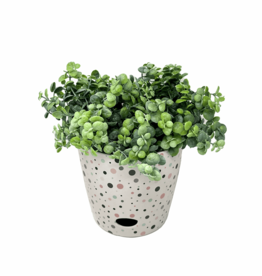 7″ Dots Round Self-Watering Bamboo Pot