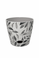 5″ Gray Leaves Round Self-Watering Bamboo Pot