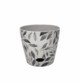 5″ Gray Leaves Round Self-Watering Bamboo Pot