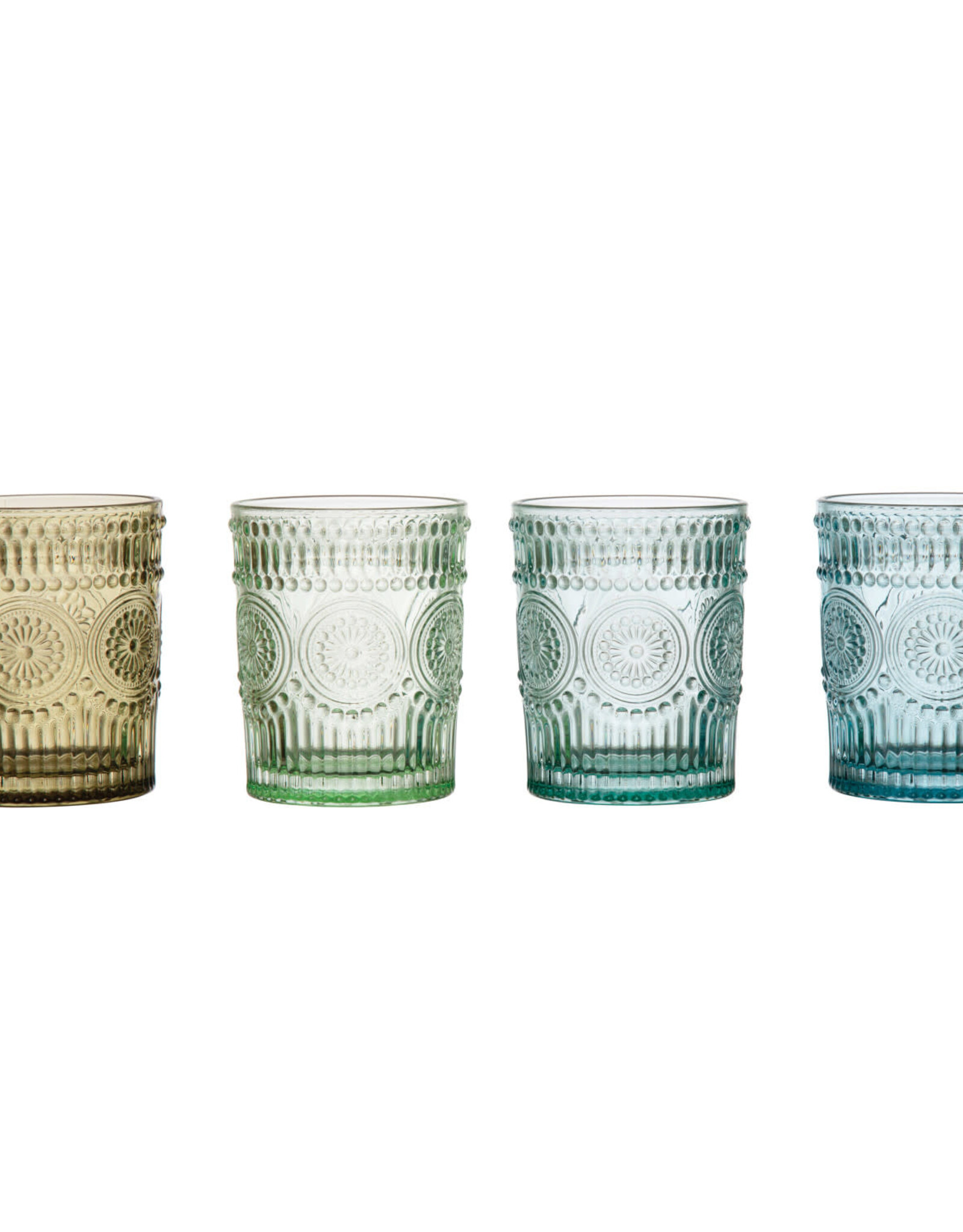 Embossed Drinking Glass, 4 Colors