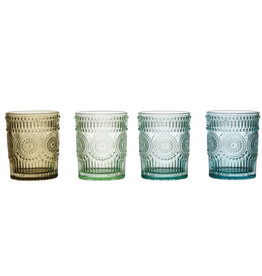 Embossed Drinking Glass, 4 Colors