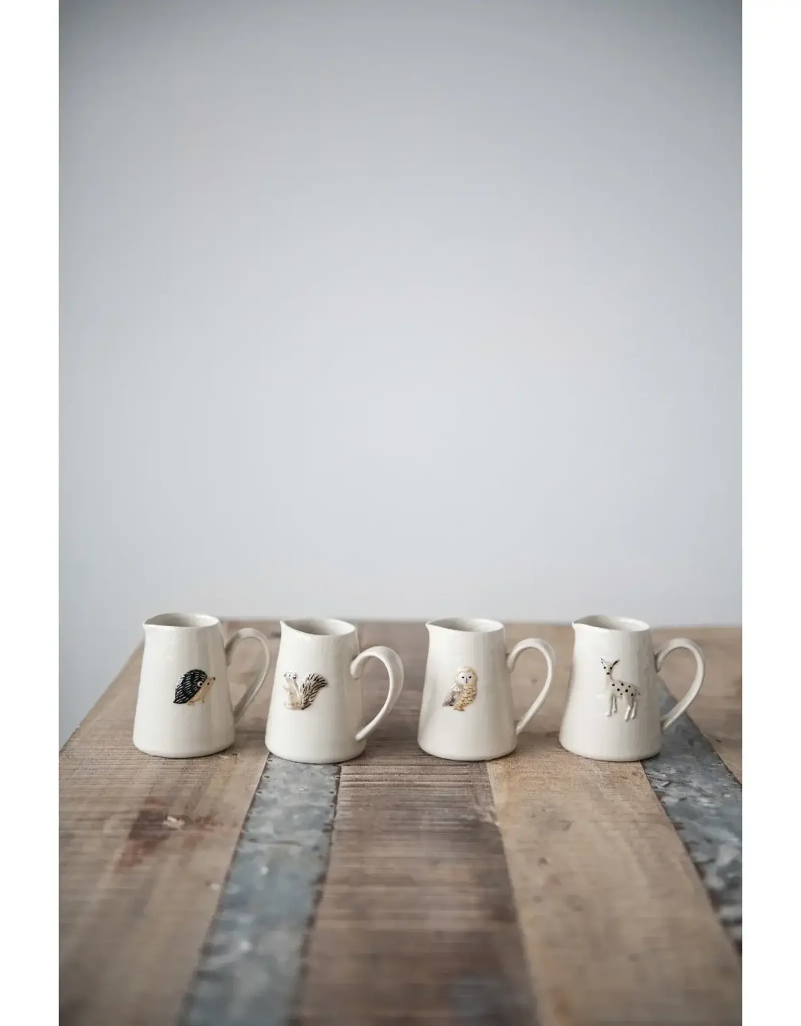 Hand-Painted Creamer with Forest Animal, 4 Styles 6oz