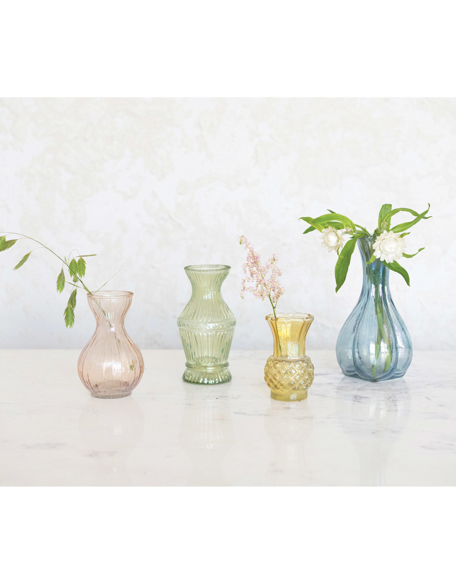 Debossed Glass Vases assorted