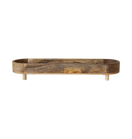 Mango Wood Footed Tray 21-1/2"L x 6"W x 3-1/4"H Oval