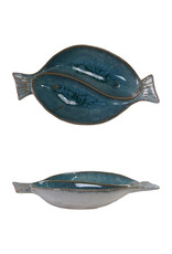 Stoneware Fish Shaped Dish, Reactive Glaze (Each One Will Vary) 6-1/2"L x 3-1/2"W