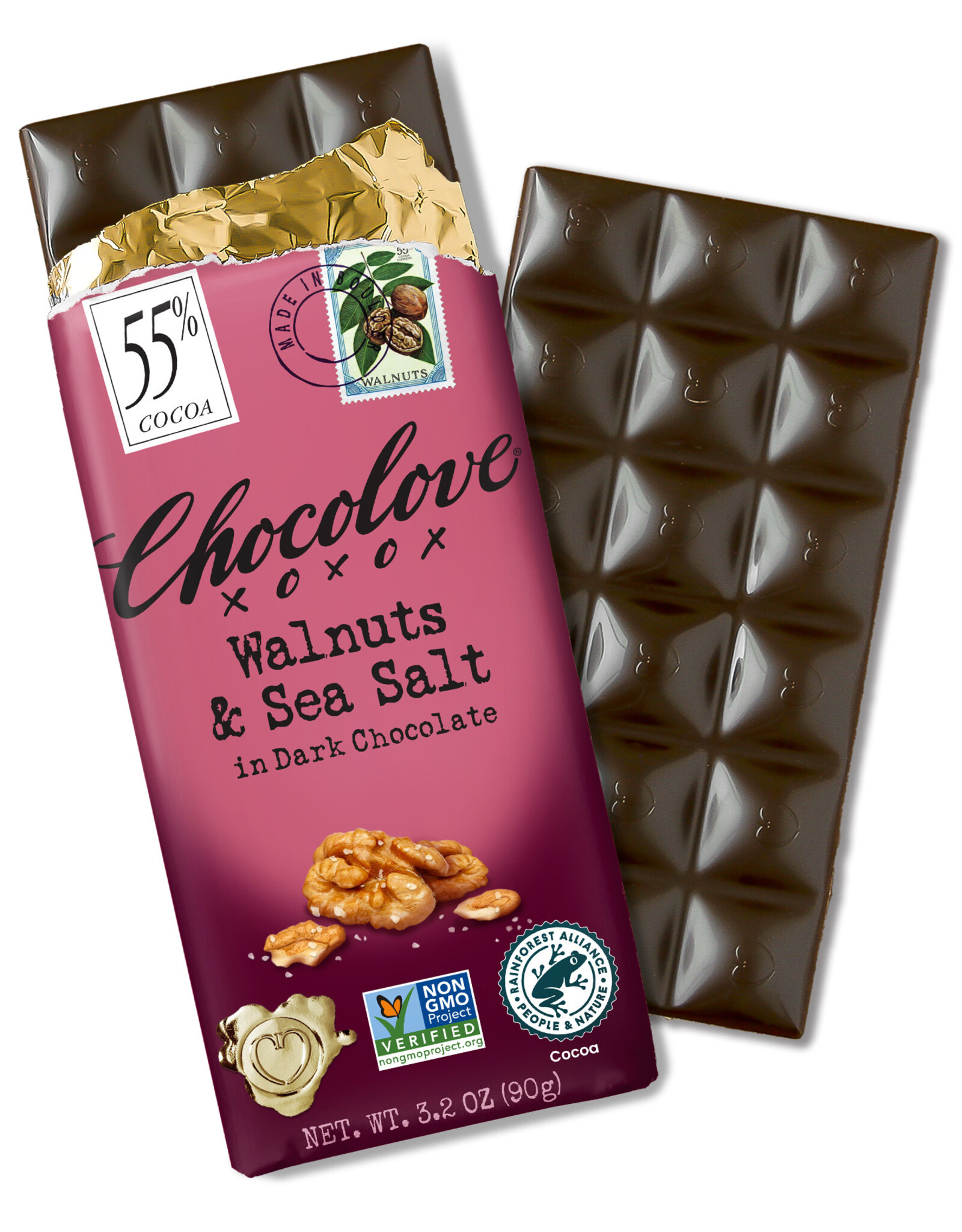 Chocolove Dark Chocolate Bar Walnuts & Sea Salt 3.2oz