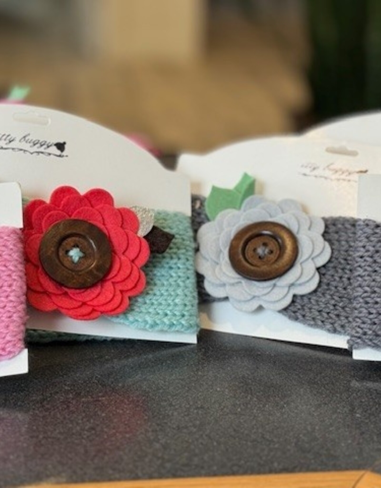 Itty Buggy Knit Headband w/Flower Small