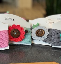 Itty Buggy Knit Headband w/Flower Small