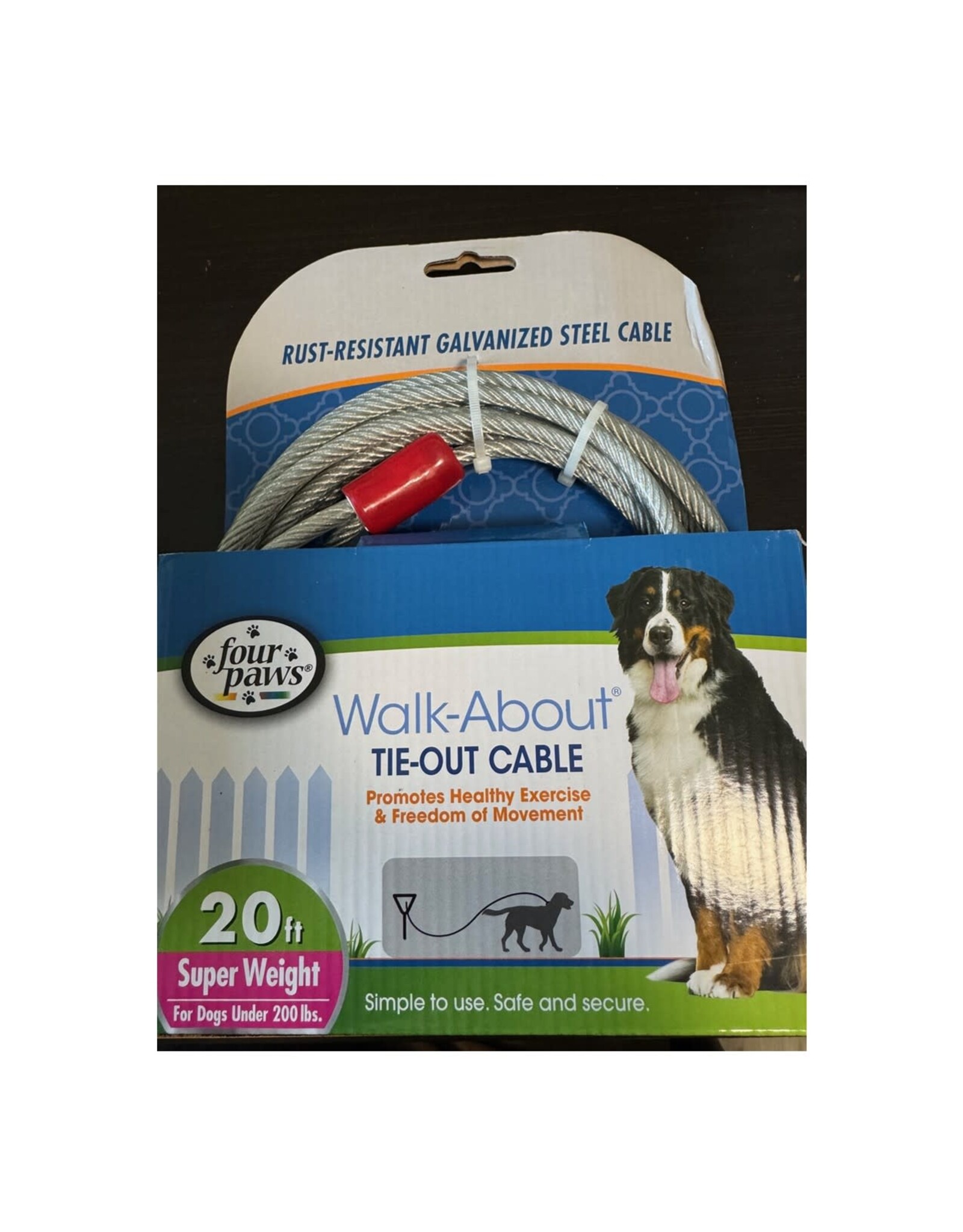 FOUR PAWS PET PRODUCTS FOU Dog Super Tie Out Cable, 20 Foot
