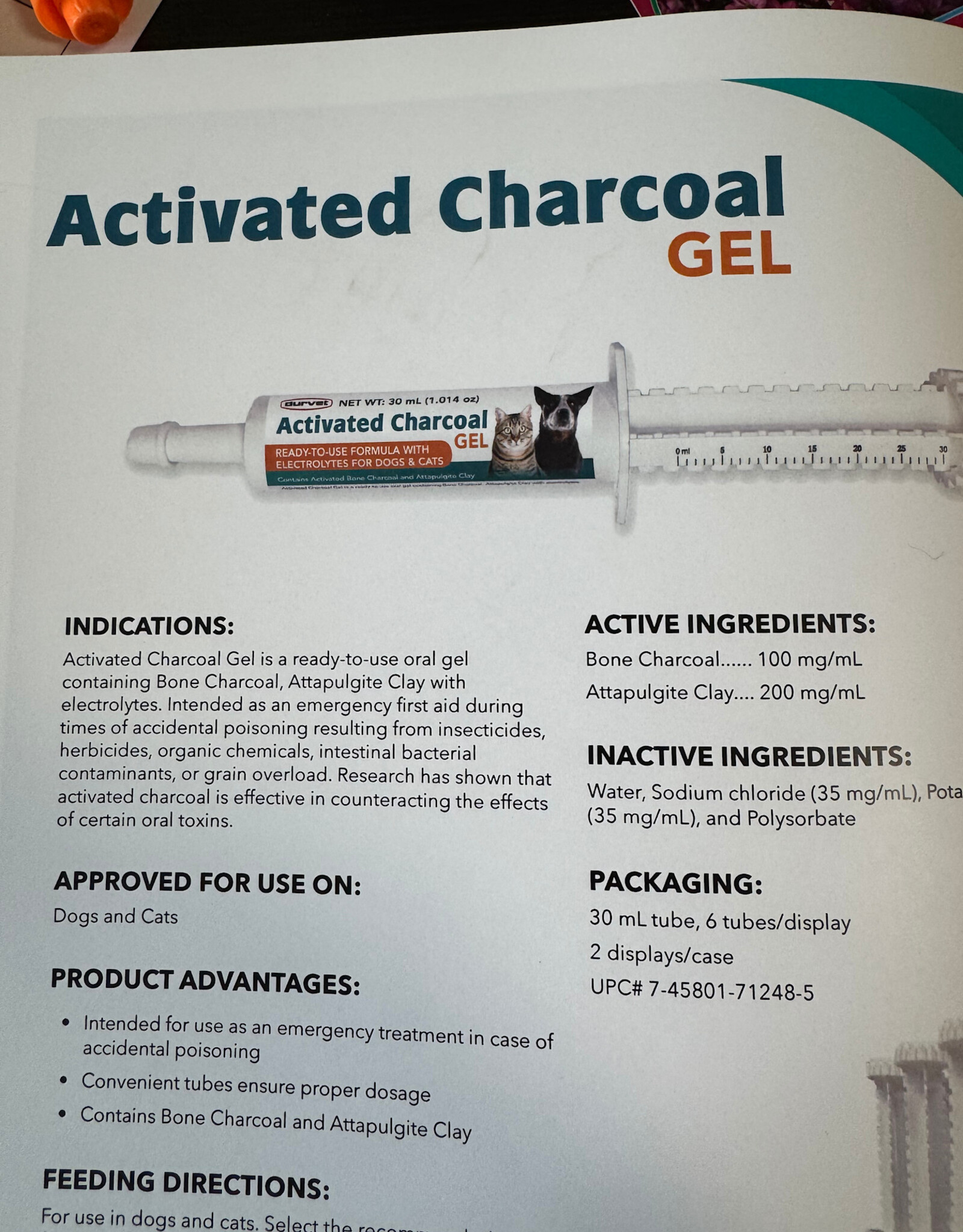 DURVET Activated Charcoal Gel for Cats and Dogs