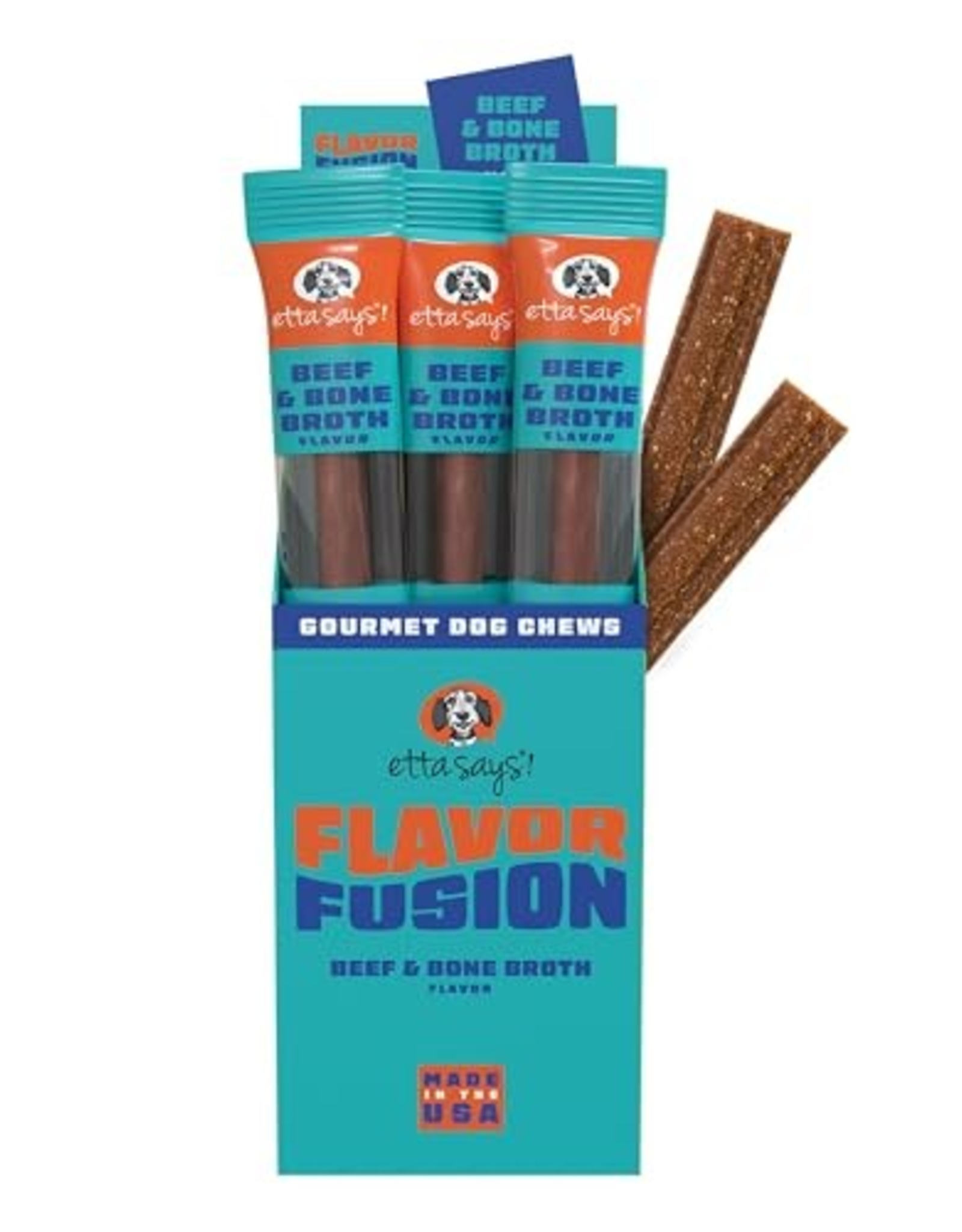 Etta Says! Etta Says! Flavor Fusion - All Natural Rawhide Free Chews for Dogs 2oz Chew - Beef and Bone Broth