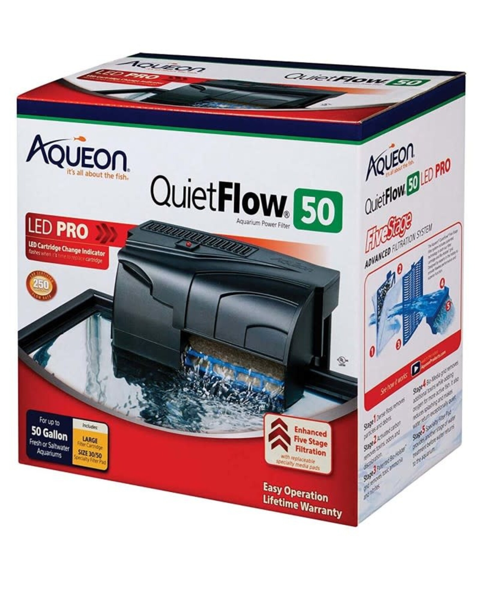 AQUEON Aqueon QuietFlow LED PRO Aquarium Power Filter Size 50