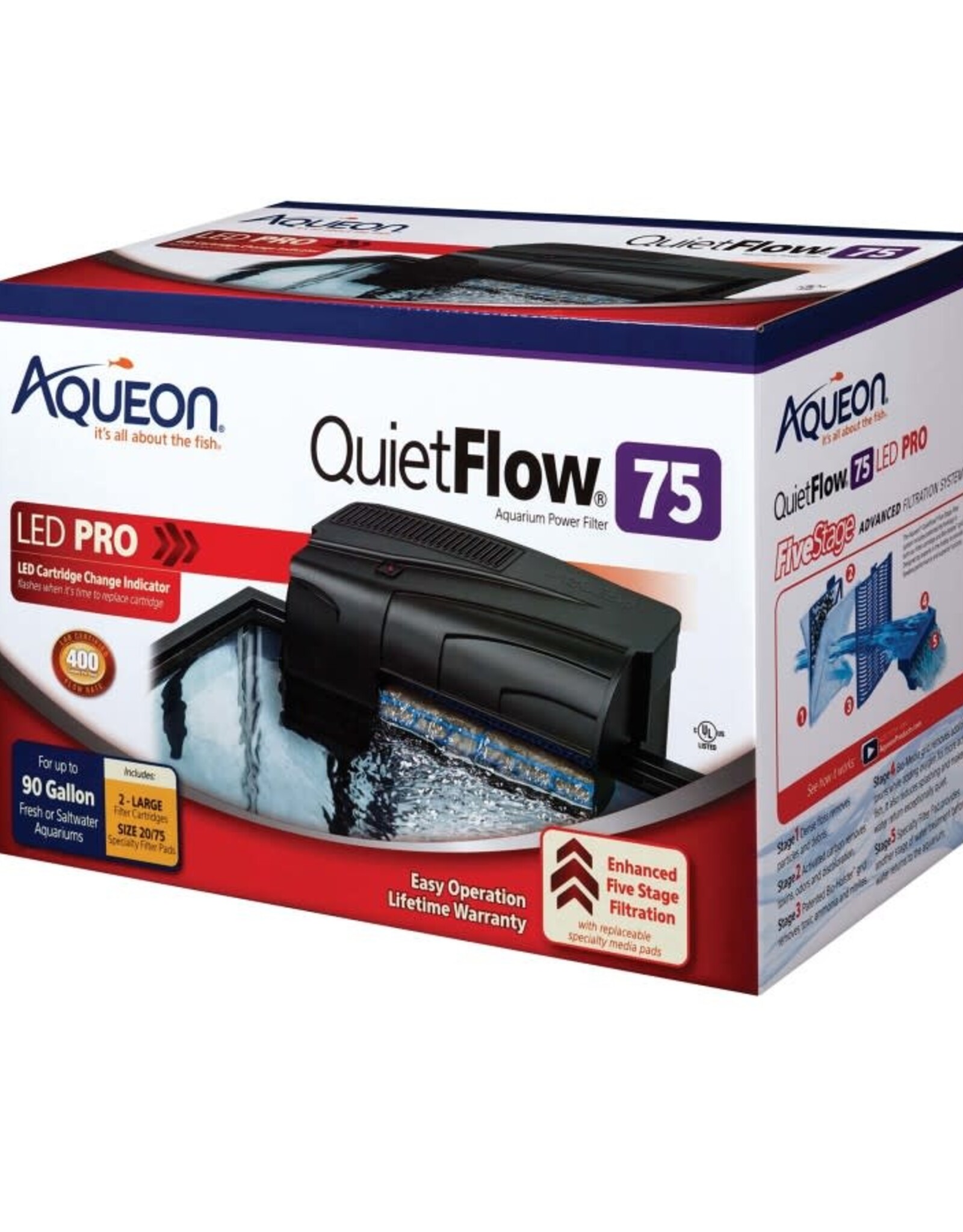 AQUEON Aqueon QuietFlow LED PRO Aquarium Power Filter Size 75