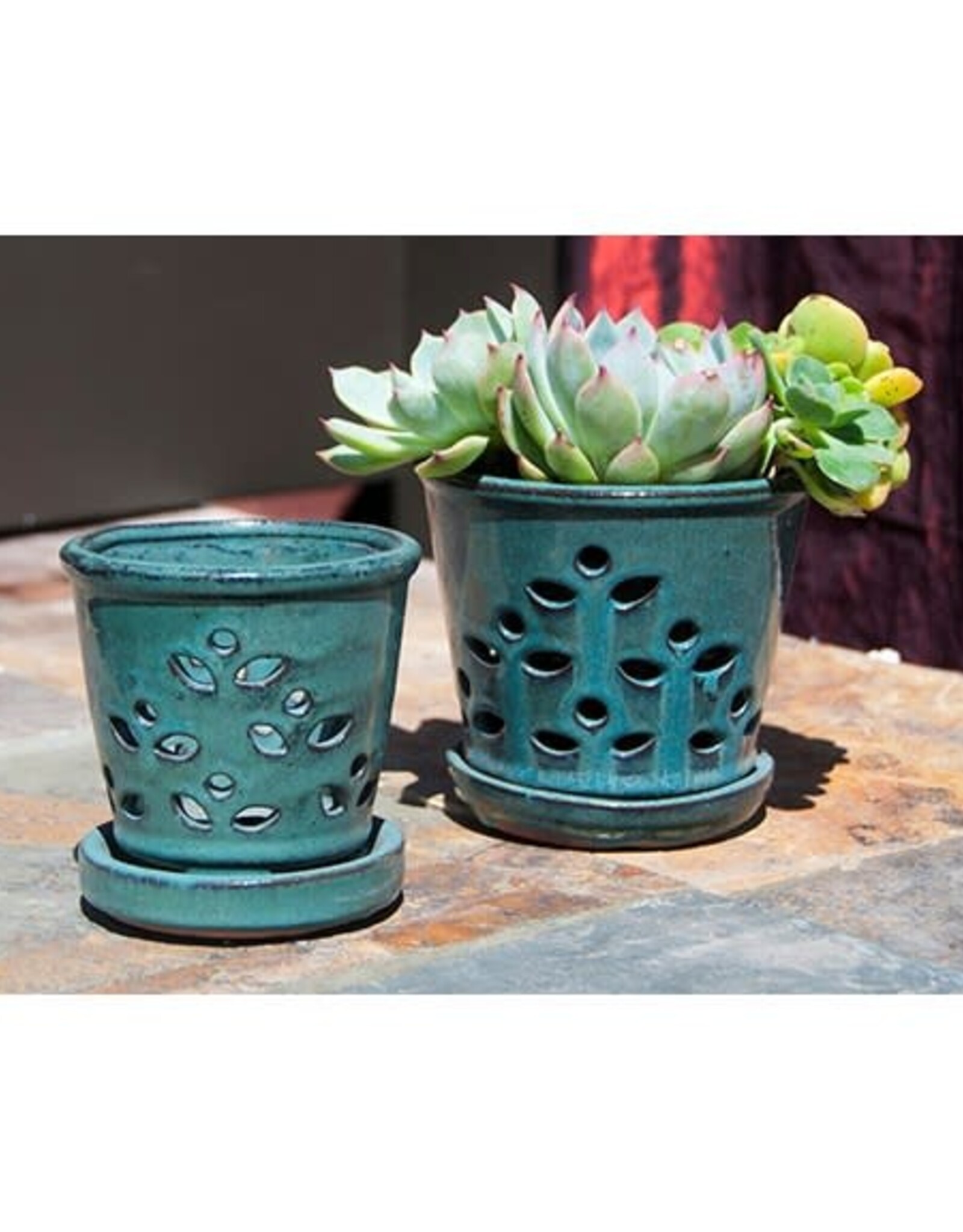 Pacific Home & Garden Verandah Waikiki Orchid Pot  - 7.5in Diam x 6in H - Jade