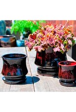 Pacific Home & Garden Verandah Lily Pots  - 7.5in Diam x 6.5in H - Red & Black