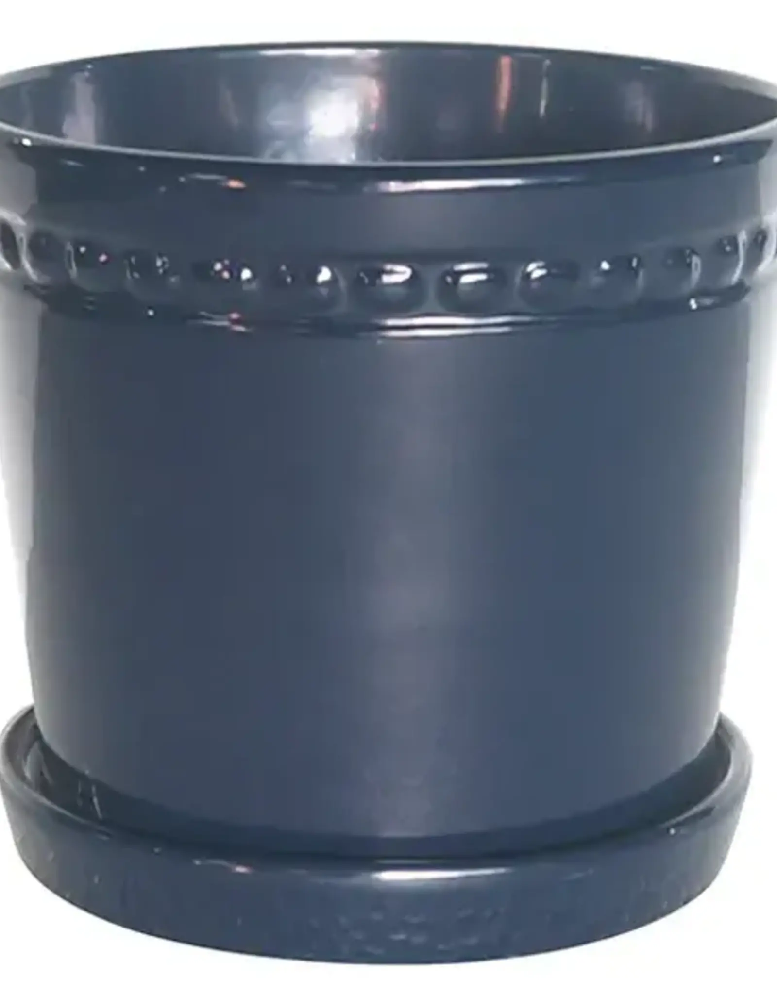 Charlotte Planter with Attached Saucer, 4“ x 3.75”, Navy