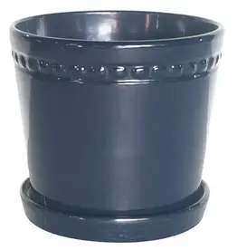 Charlotte Planter with Attached Saucer, 4“ x 3.75”, Navy