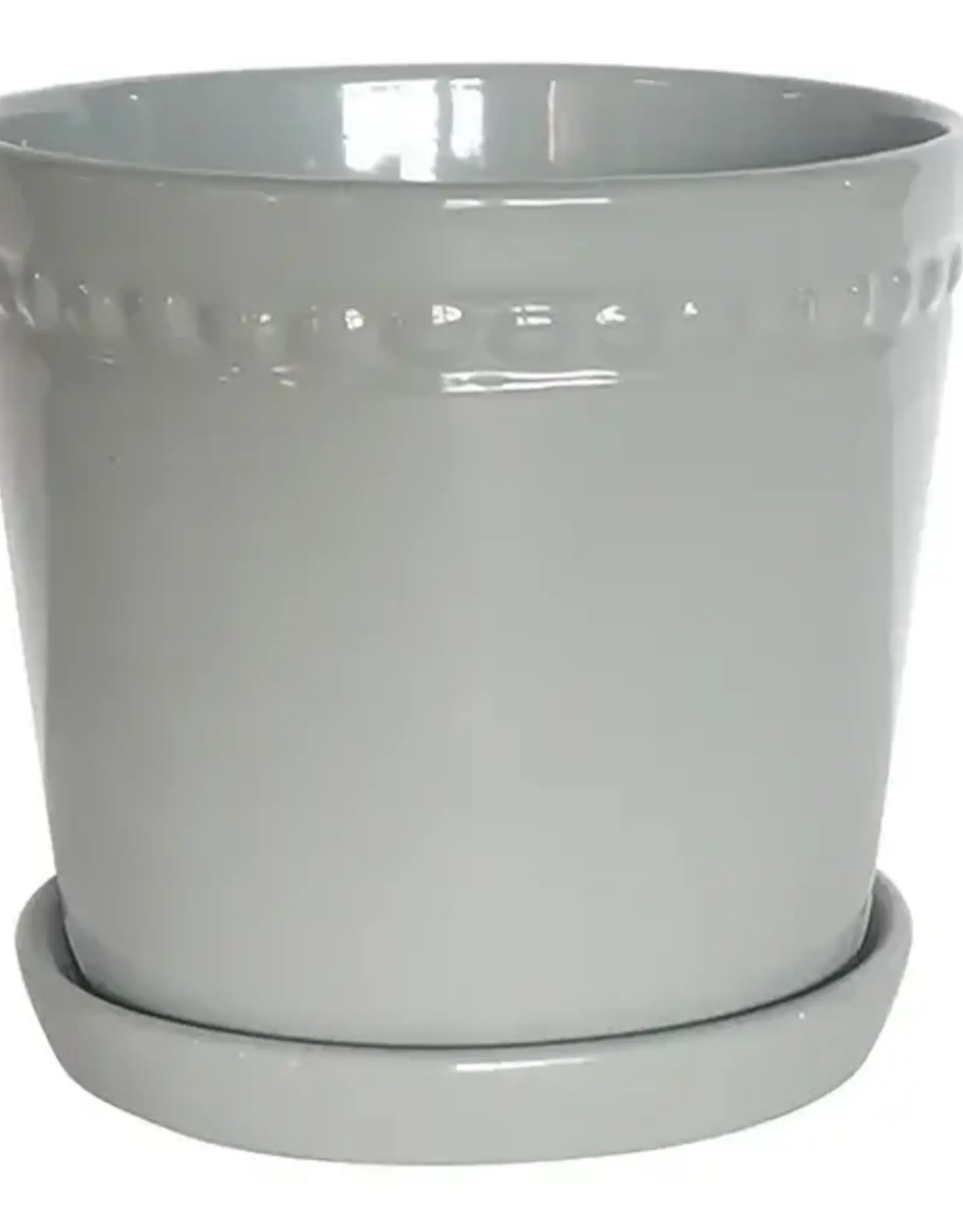 Charlotte Planter with Attached Saucer, 4“ x 3.75”, Grey