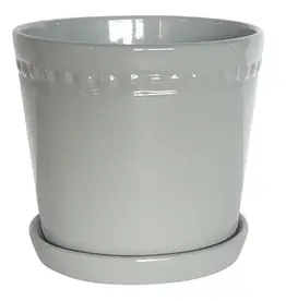 Charlotte Planter with Attached Saucer, 4“ x 3.75”, Grey