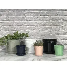 Charlotte Planter with Attached Saucer, 4“ x 3.75”, White