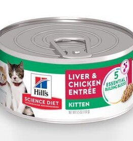 Science Diet Feline KITTEN Healthy Development Liver & Chicken Entree Minced 5.5oz Can Each Price