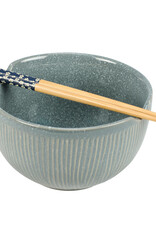 Ribbed Blue Ramen Bowl Set