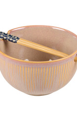 Ribbed Pink Ramen Bowl Set