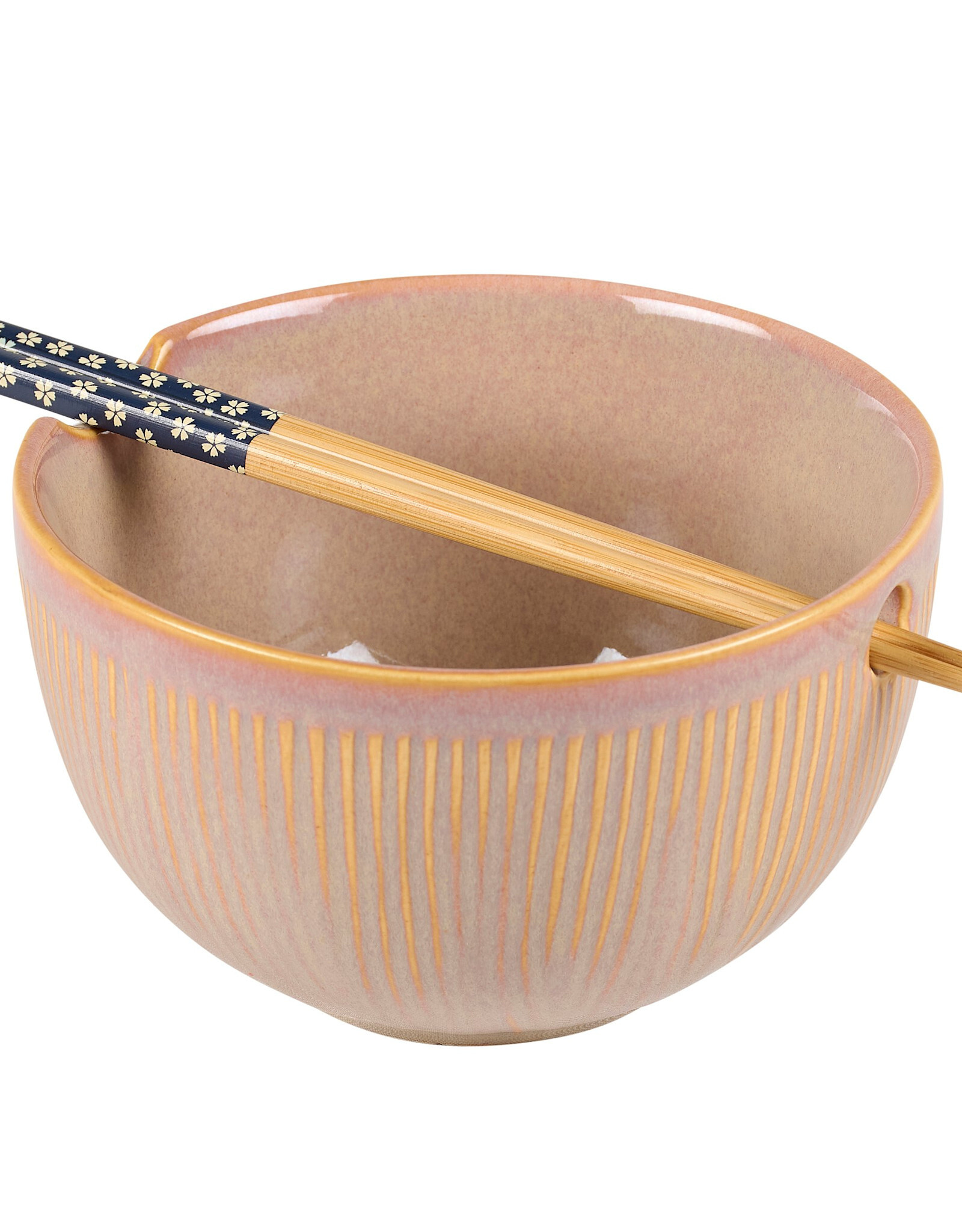 Ribbed Pink Ramen Bowl Set
