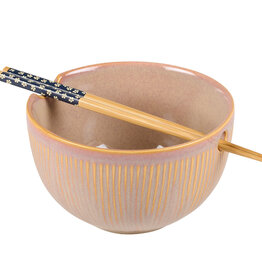 Ribbed Pink Ramen Bowl Set