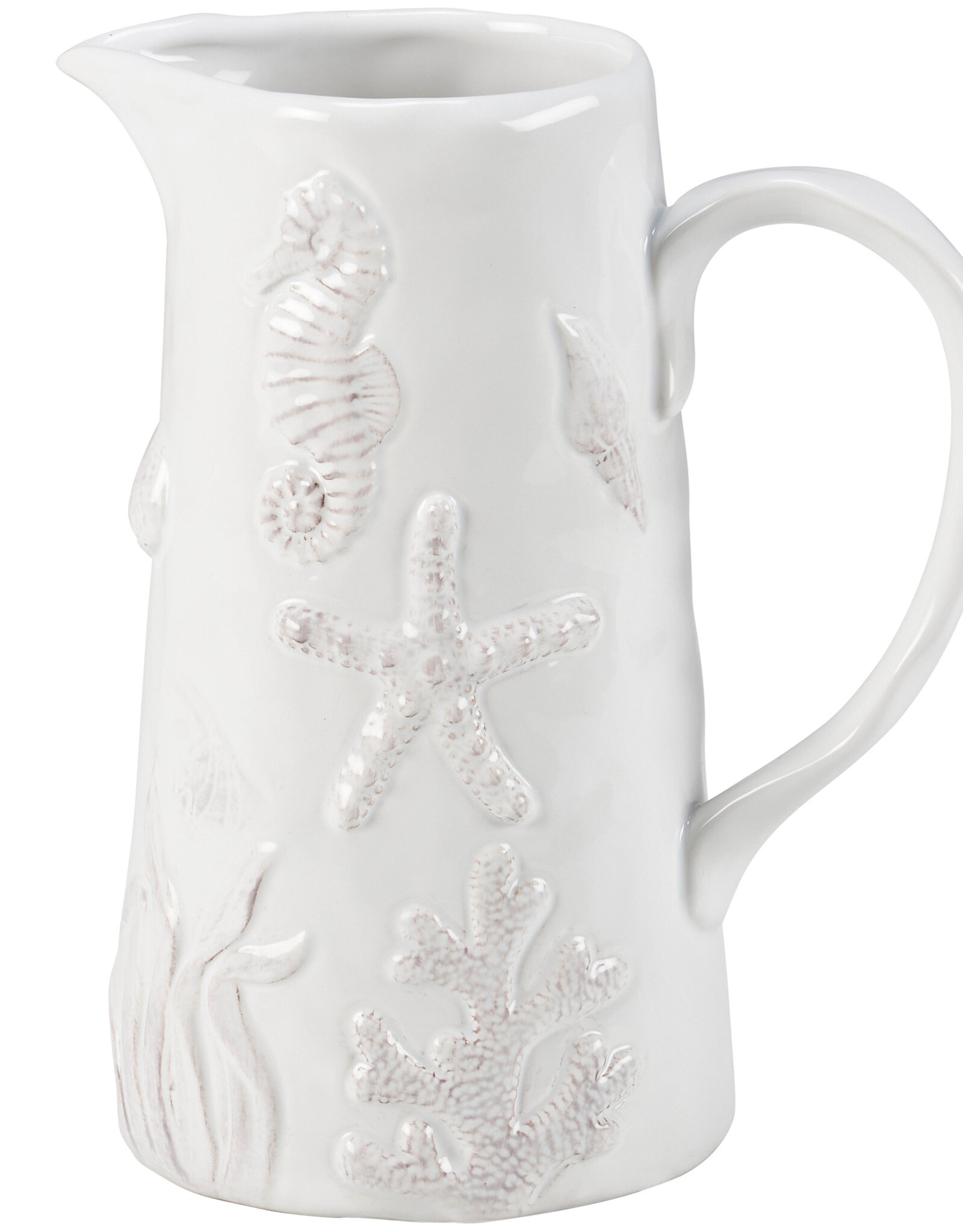 Embossed Beach Pitcher 7.75" x 8" x 5"