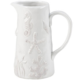 Embossed Beach Pitcher 7.75" x 8" x 5"