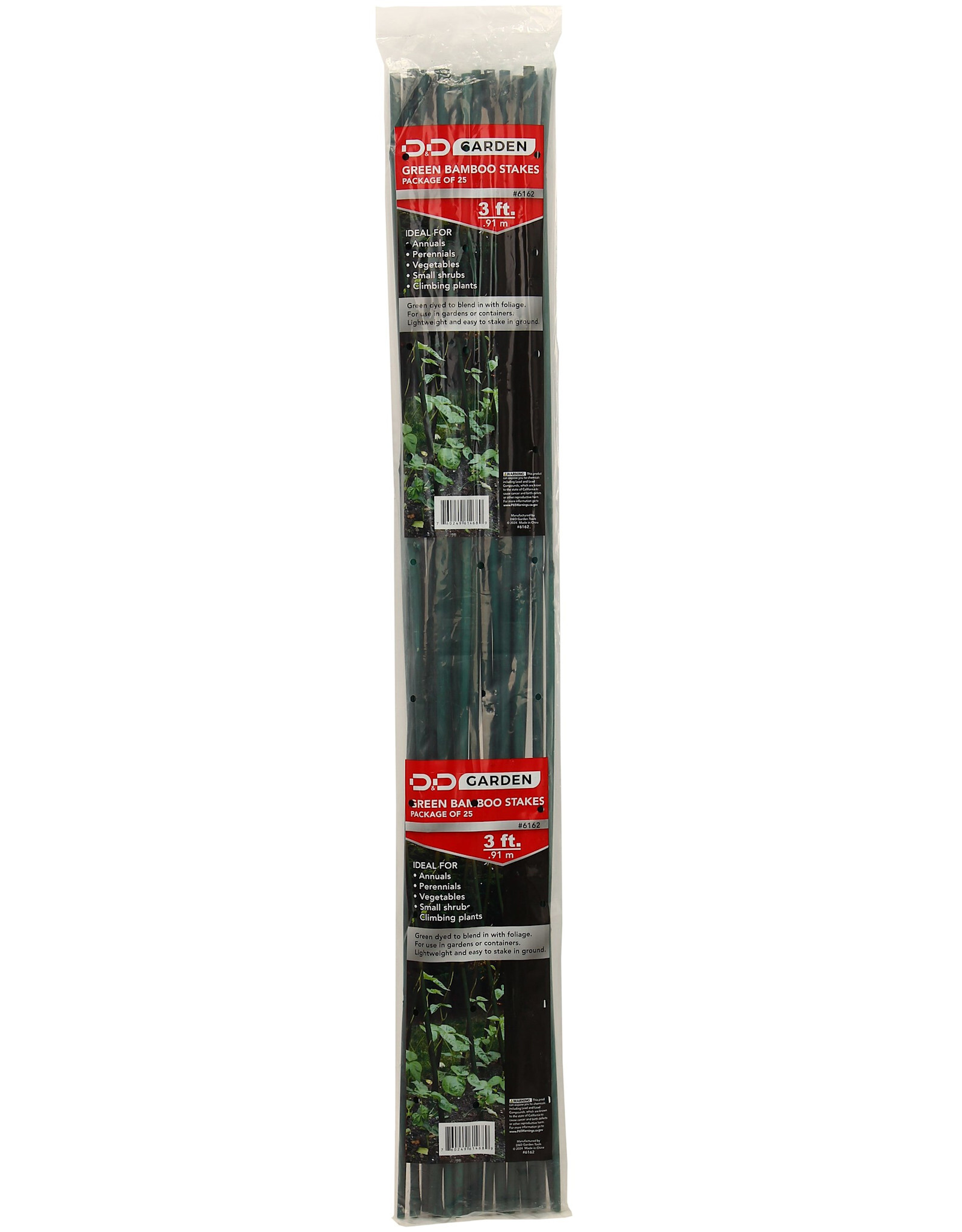 D&D Garden Bamboo Stakes  - 25ct Bag - 3ft - Green