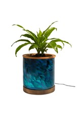 ApricotMint™ Art Glass LED Planter  - 8in - Blue Teal